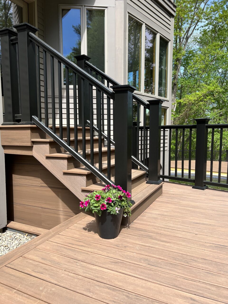 Wooden Deck with Stairs and railing